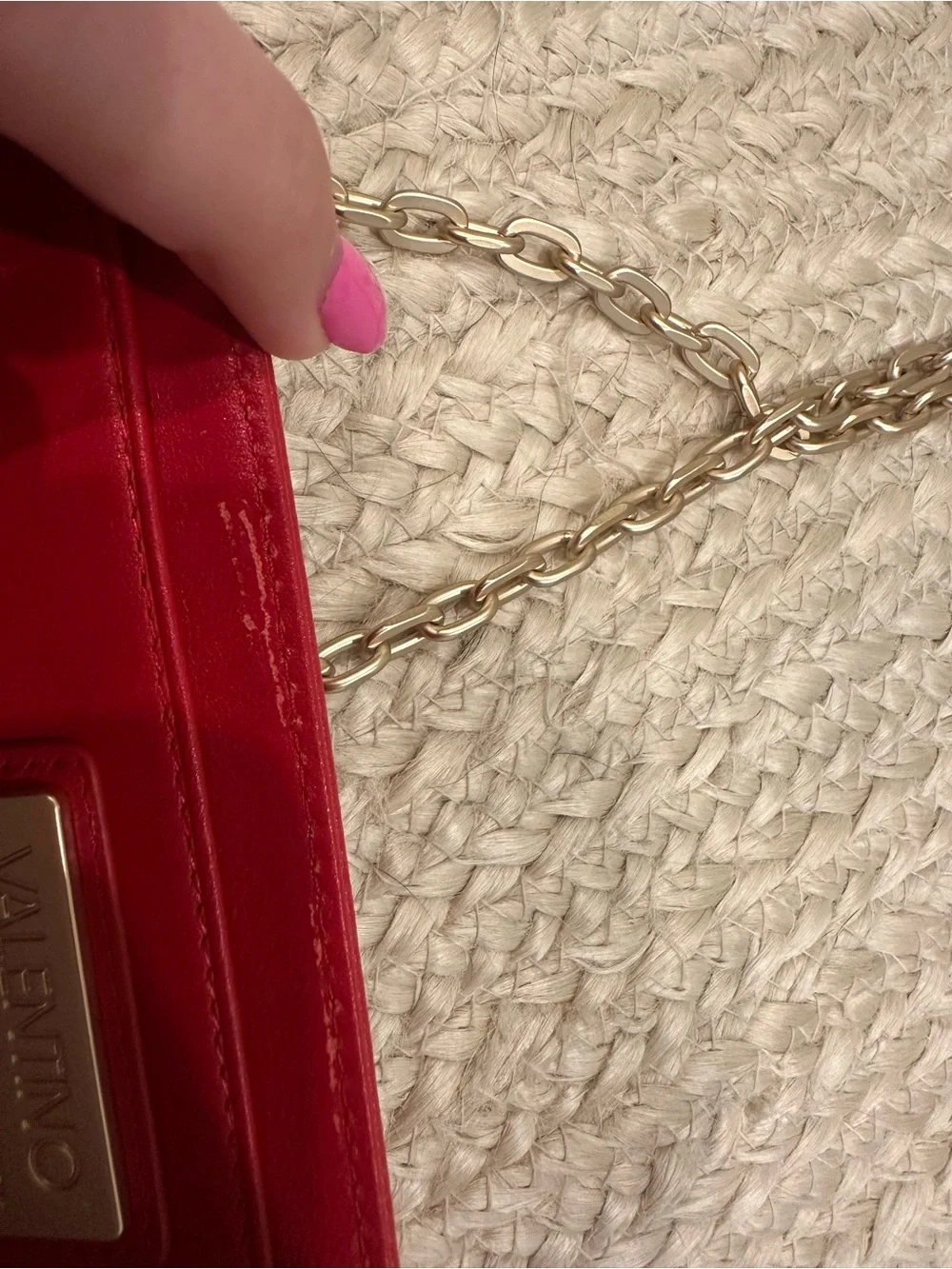 Valentino Red Quilted Crossbody with Gold Chain